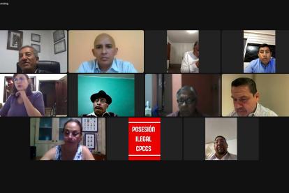 Lío. El presidente Virgilio Saquicela posesionó a Gina Aguilar Ochoa, pese a las acciones legales en curso.