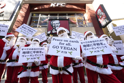 Activistas vestidos de Papa Noel