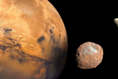 Marte tiene dos singulares lunas, que se parecen más a asteroides que a nuestro propio satélite.