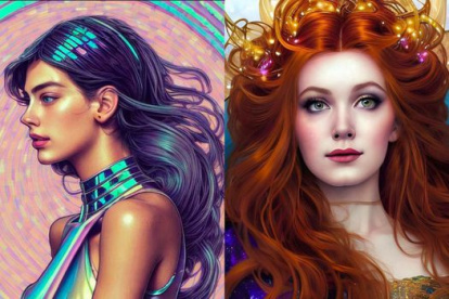 Retratos producidos por la inteligencia artificial de Lensa, publicados en su cuenta de Instagram.