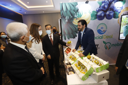 Exposición. Un grupo de empresarios de China recorre los stands que hay en la XV Cumbre Empresarial China Lac Ecuador.