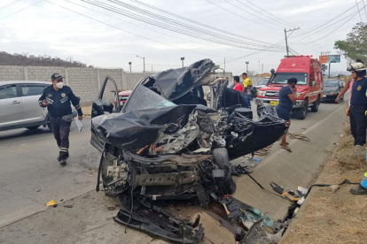 El accidente se produjo en la avenida Gustavo Noboa Bejarano, norte de la ciudad.