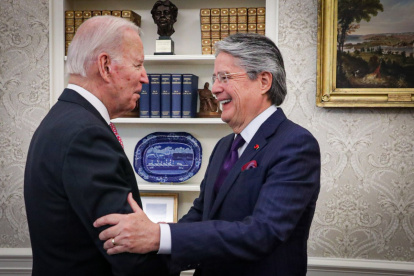 Cita. Es la primera vez que Guillermo Lasso visita la Casa Blanca en Washington y se reúne con Joe Biden.