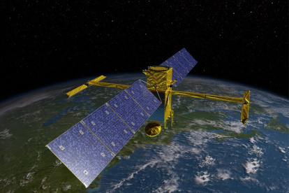 Recreación del satélite SWOT. Imagen de Thales Alenia Space.