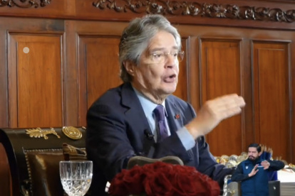 El presidente de la República, Guillermo Lasso, en cadena nacional, este 10 de enero de 2023.