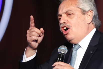 El presidente de Argentina Alberto Fernández en un acto en Buenos Aires