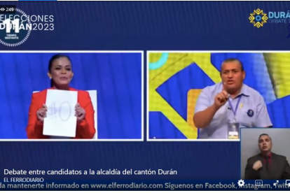 Una de las imágenes que dejó el debate de los candidatos a la Alcaldía de Durán.