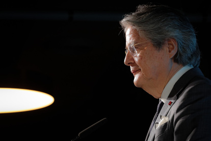 El presidente del Ecuador, Guillermo Lasso, en el panel bilateral "Derrotando la contaminación por plástico".