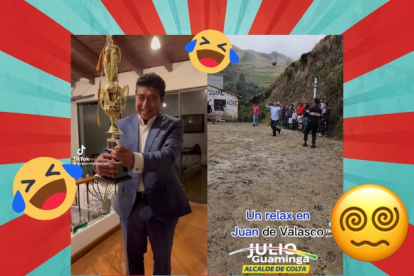 Jorge Yunda, con trofeo en mano, celebró luego del debate y Julio Guaminga se pegó un partidito.