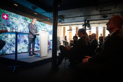 Ponencia. El presidente de la República, Guillermo Lasso, expuso sus planes ayer en el Foro Económico Mundial.