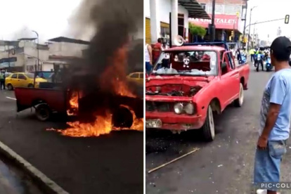 El conductor de una camioneta incendió su vehículo luego de haberse molestado por una supuesta detención de marcha.