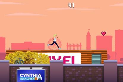 Captura de pantalla del videojuego de Cynthia Viteri, candidata de la lista 6 a la reelección a la Alcaldía.