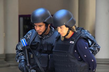 Fotografía cedida por la Policía Nacional Civil (PNC) de El Salvador donde se muestra a la colombiana Margaret Lizeth Chacón