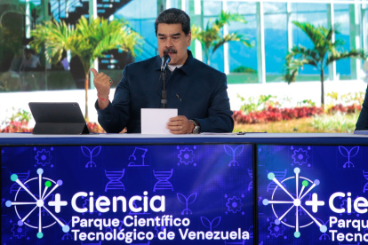 El presidnete de Venezuela, Niucolás Mduro en la inaurgureación de parque tecnologico ene l estado de Miranda.