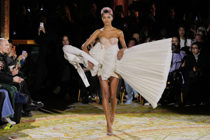 PAL USE ONLY - For Non-Editorial use please seek approval from Fashion House) A model walks the runway during the Viktor & Rolf Haute Couture Spring Summer 2023 show as part of Paris Fashion Week on January 25, 2023 in Paris, France. (Photo by Francois Durand/Getty Images)