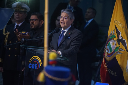 Guillermo Lasso, presidente de la República, interviene en la ceremonia de inauguración de las elecciones seccionales, CPCCS y referéndum