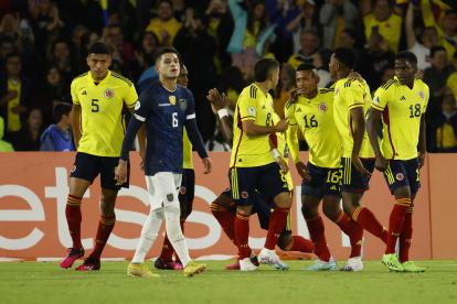 Yeltzin Erique, de la selección Sub-20 de Ecuador, refleja toda la desazón frente a la celebración de los jugadores de Colombia, quienes vencieron a la Mini-Tri en el último partido del Sudamericano por marcador de 1-0.