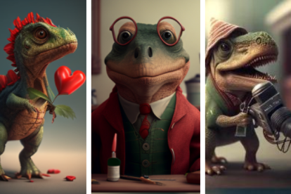 Dino San Valentín, Dino "El Profesor" de la Casa de Papel, y Dino Periodista.