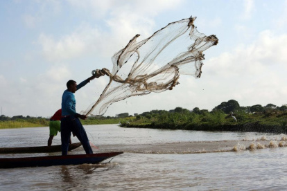 Artesanal.  Pescadores en la carretera que comunica a Barranquilla con Santa Marta, en la Isla de Salamanca.