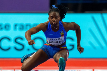 Maribel Caicedo en el Mundial bajo techo de 2022.