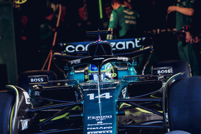 El AMR23 y el español se movieron  este miércoles en la pista de Silverstone solo para calibrar piezas. Los test oficiales son el 23 de febrero en Bahrain.