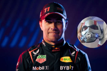 El mexicano con el casco con el que bromeó. Fue 3° en el Mundial 2022.