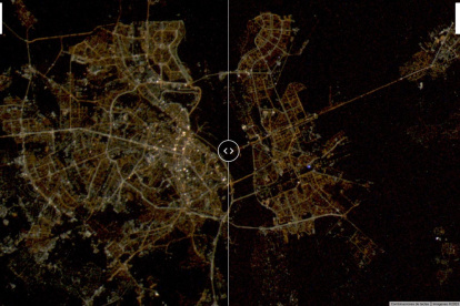 A la izquierda, Kiev antes de la guerra y a la derecha, Kiev durante la guerra.