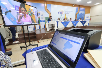 Revisión. Registro de una de las jornadas de la sesión del Pleno del CNE.