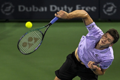Hubert Hurkacz en el partido que le valió para citarse con Nole.
