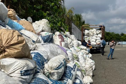 Muestra. Estos son parte de los sacos de basura que recogieron los pescadores por el mercado Caraguay.