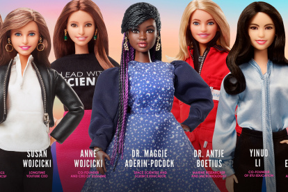 Fotografía cedida por la compañía Mattel donde aparecen las siete muñecas Barbie inspiradas en mujeres que han hecho carrera en los campos de la ciencia y la tecnología