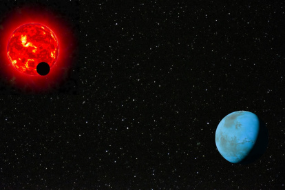 Concepción artística del sistema planetario en torno a TOI-2096.