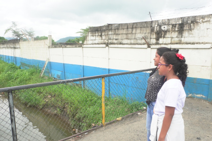 Una parte de la pared de la escuela Miguel Donoso se desplomó hace dos semanas.