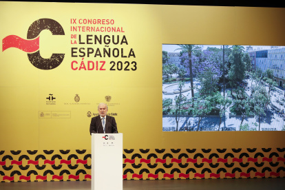Cádiz (España). El director de la RAE, Santiago Muñoz Machado durante la inauguración de la IX edición del Congreso Internacional de la Lengua Española (CILE) .
