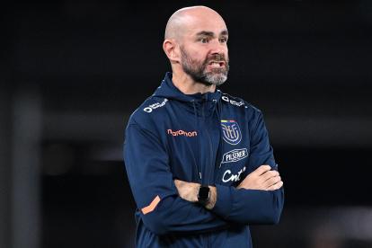 Félix Sánchez en el partido de Ecuador ante Australia.