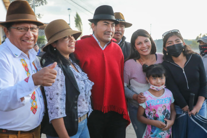 Cercanía. En la protesta como en la campaña política, Guillermo Churuchumbi y Leonidas Iza han hecho ‘match’.