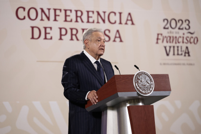 El presidente de México, Andrés Manuel López Obrador, participa en su conferencia de prensa matutina en Palacio Nacional, hoy 12 de abril de 2023 en Ciudad de México (México).