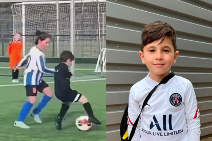 En el video se ve al niño mostrando gran destreza con el balón