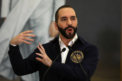 Ejecutivo. El presidente de El Salvador, Nayib Bukele, en uno de sus discursos para sacar adelante a su país.