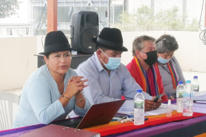 Militancia. Cecilia Velasque y jorge Herrera, en un evento de Pachakutik.