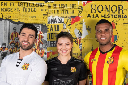 Las camisetas emulan un estilo retro mezclando colores como el oro y grana.