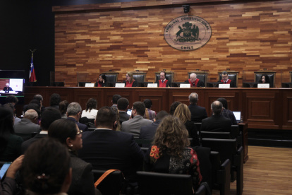 Fotografía general de la Corte Interamericana de Derechos Humanos (Corte IDH) durante una audiencia pública, hoy en Santiago (Chile).