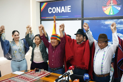 Respaldos. Desde la Conaie, Leonidas Iza apoya abiertamente a Churuchumbi, quien ha apoyado las últimas movilizaciones.
