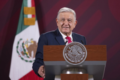 El mandatario mexicano, Andrés Manuel López Obrador, durante una rueda de prensa en Palacio Nacional de la Ciudad de México.