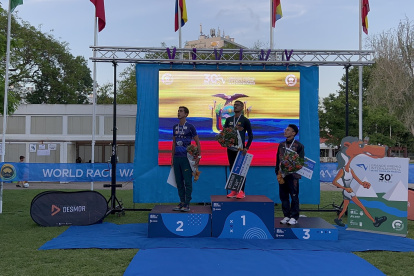 Daniel Pintado durante la premiación como ganador del Gran Premio de Rio Maior.