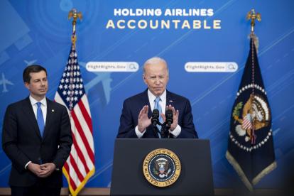 Autoridad. El presidente de Estados Unidos, Joe Biden, en rueda de prensa.