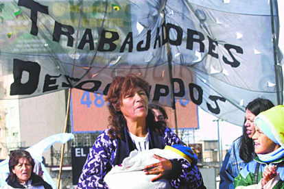 Plantón.- Una de las marchas de los trabajadores argentinos.
