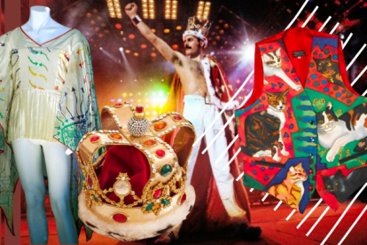 Una corona y obras de artes del artista británico.