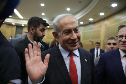 El primer ministro israelí, Benjamin Netanyahu, durante una reunión de la coalición antes de la votación del presupuesto en la Knesset, el parlamento israelí en Jerusalén, el 23 de mayo de 2023