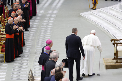 El Papa Francisco durante una audiencia con la Conferencia Episcopal Italiana, Aula Pablo VI, en el Vaticano.